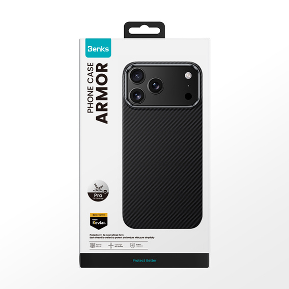 BENKS Kevlar Armor PRO Carbon Fiber 600D A069 carcasă pentru MagSafe pentru iPhone 17 Pro