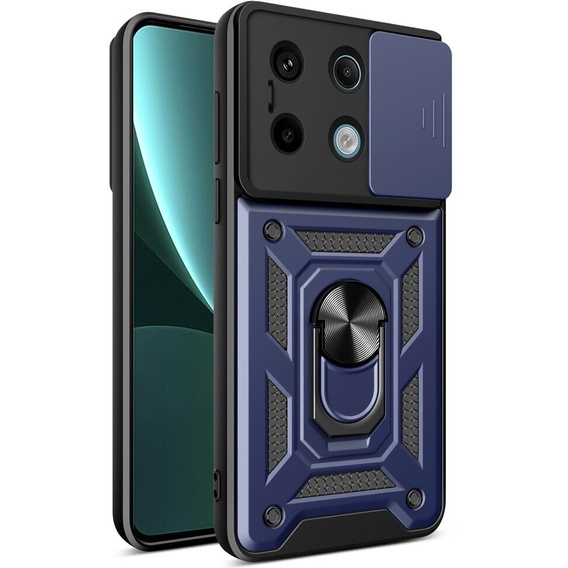 Husă blindată pentru Xiaomi Redmi Note 13 Pro 5G, CamShield Slide, albastru