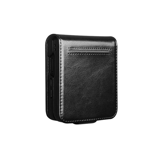 Carcasă portofel din piele neagră pentru Samsung Galaxy Z Flip7