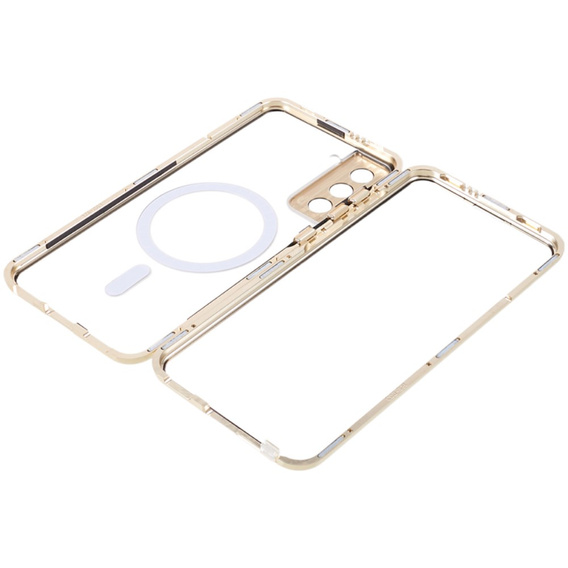 Carcasa Magnetic Dual Glass MagSafe pentru Samsung Galaxy S21, de aur