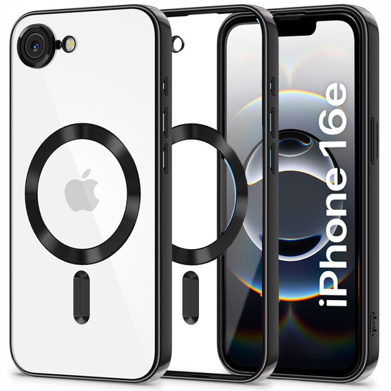 Husă pentru iPhone 16E, Electro MagSafe, negru + Sticlă pentru ecran