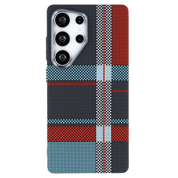 Carcasa pentru Samsung Galaxy S25 Ultra, Carbon Fiber MagSafe, albastru / roșu