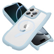 Husă pentru iPhone 16 Pro, pentru MagSafe, Cute Cat, albastru + sticlă pentru ecran