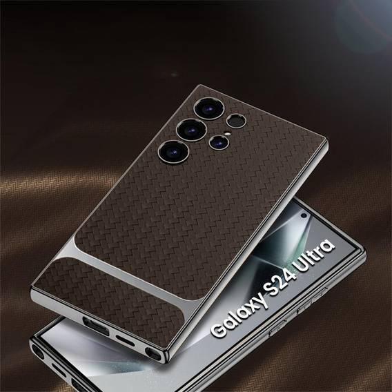 Huse pentru Samsung Galaxy S24 Ultra, GKK Woven Leather, cafea
