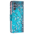 Cu clapetă pentru Samsung Galaxy M34, Wallet, Sakura, albastru