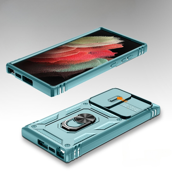 Husă blindată pentru Samsung Galaxy S23 Ultra, CamShield Slide, verde