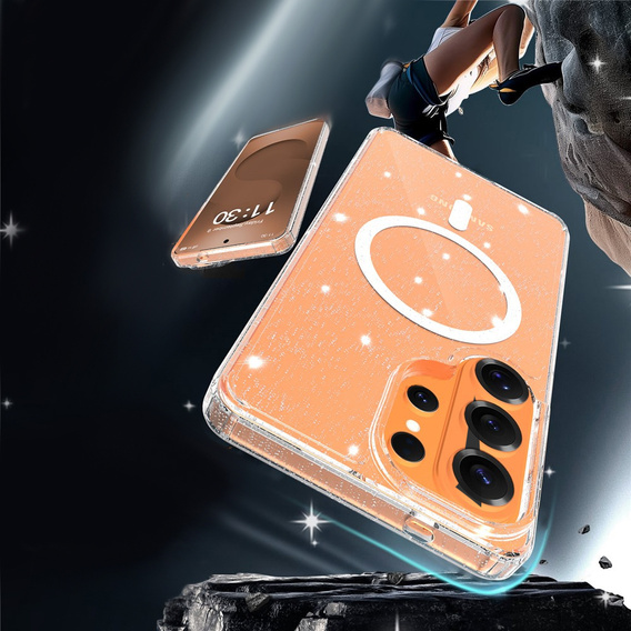 Husă cu sclipici, pentru MagSafe pentru Samsung Galaxy S26 Ultra, transparentă