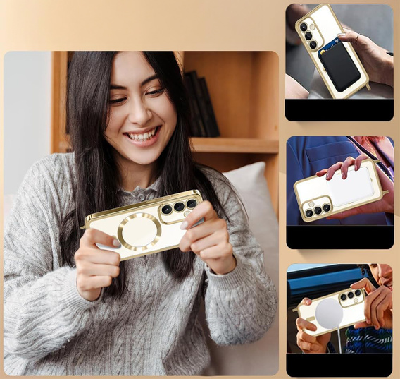 Husă pentru Samsung Galaxy S25 Ultra, Electro MagSafe, de aur + Lanyard