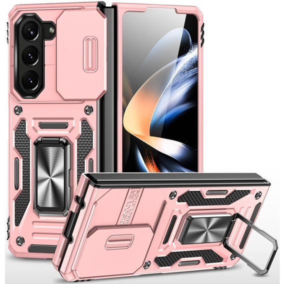 Husă blindată pentru Samsung Galaxy Z Fold6 5G, CamShield Slide, roz rose gold