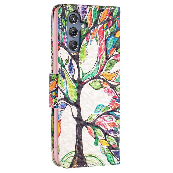 Cu clapetă pentru Samsung Galaxy M34, Wallet, tree of life, alb