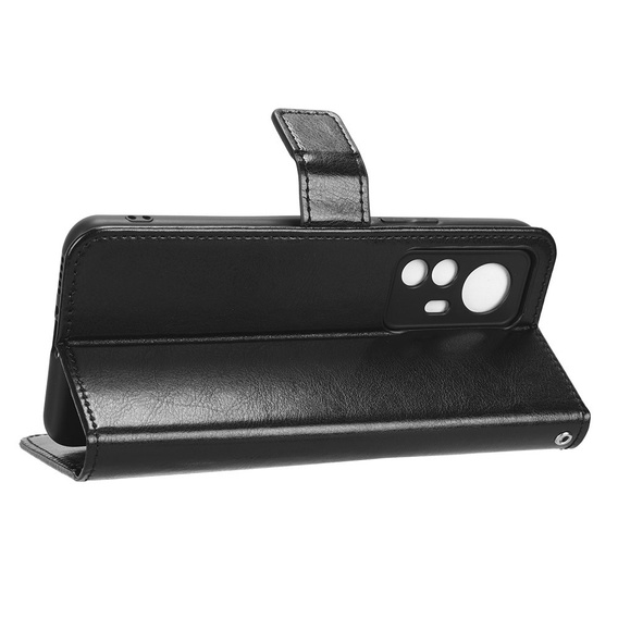 Cu clapetă pentru Xiaomi 12T, Crazy Horse Wallet, negru