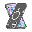 Husă pentru iPhone 17, pentru MagSafe, glitter, negru translucid