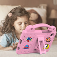 Husă pentru copii pentru Samsung Galaxy Tab A11 / A9, Cute Patterns, cu suport, roz