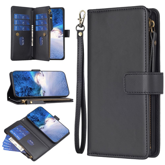 Cu clapetă pentru Xiaomi Redmi Note 13 Pro 4G / Xiaomi Redmi Note 14S / Xiaomi Poco M6 Pro 4G, Wallet Zipper Pocket, negru