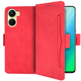 Cu clapetă pentru Vivo Y16 4G, Card Slot, roșu