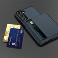 Huse pentru Samsung Galaxy S22, Sliding Card Holder, albastru închis