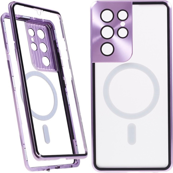 Carcasa Magnetic Dual Glass MagSafe pentru Samsung Galaxy S21 Ultra, violet