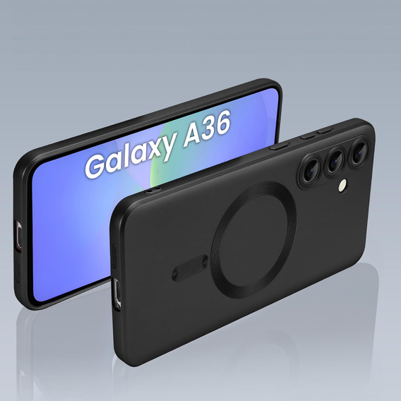 Carcasă pentru Samsung Galaxy A36, ColorMag, pentru MagSafe, negru + sticlă călită 9H