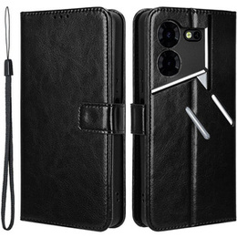 Cu clapetă pentru Tecno Pova 5 Pro 4G, Crazy Horse Wallet, negru