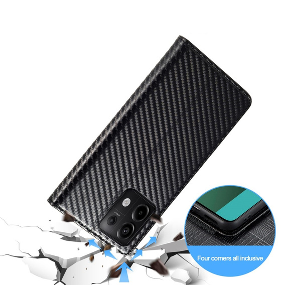 Carcasă cu clapetă pentru Xiaomi Redmi Note 13 5G, Carbon LC.IMEEKE, negru