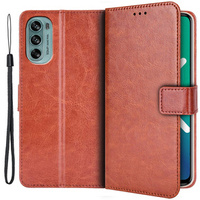 Cu clapetă pentru Motorola Moto G62 5G, Crazy Horse Wallet, maro