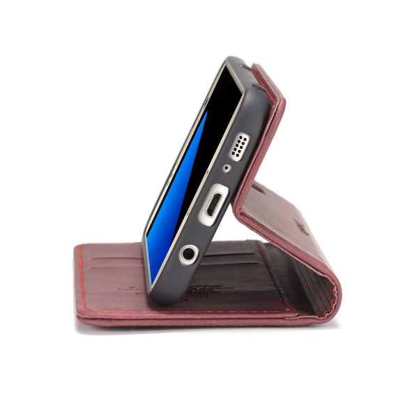 Husa CASEME pentru Samsung Galaxy S7, Leather Wallet Case, maroon