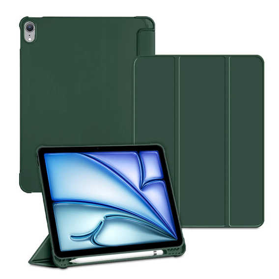 Husă pentru Apple iPad Air 11" 6 gen. 2024 (A2902, Smartcase cu spațiu pentru stylus, verde închis