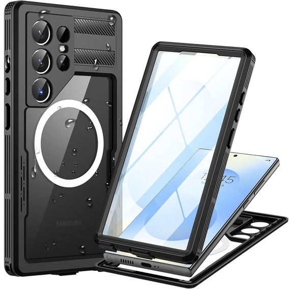 Husă impermeabilă pentru Samsung Galaxy S25 Ultra, Redpepper, pentru MagSafe, negru