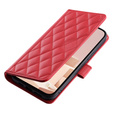 Husă cu clapetă pentru iPhone 16, Rhombus Crossbody Leather, roșu