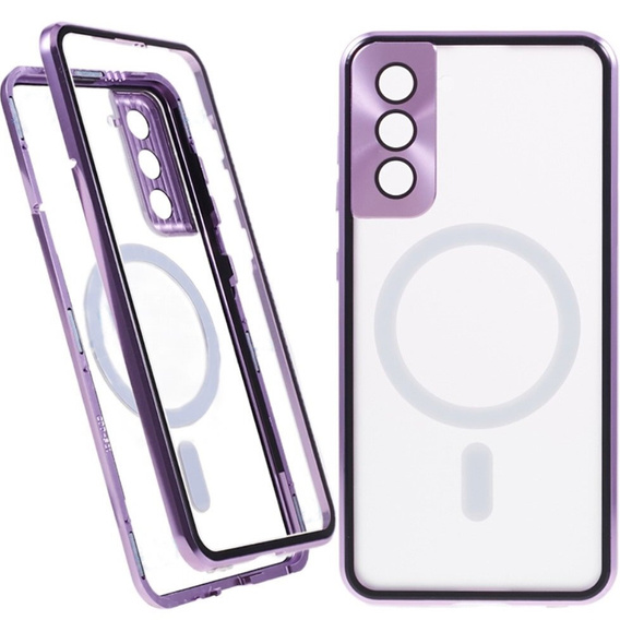 Carcasa Magnetic Dual Glass MagSafe pentru Samsung Galaxy S21, violet