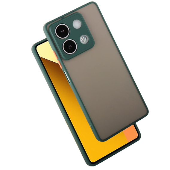 Carcasă din silicon pentru Xiaomi Redmi Note 13 5G, cu protecție pentru camera foto, transparent / verde + sticlă călită 9H