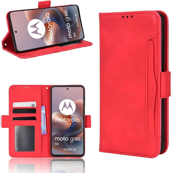 Cu clapetă pentru Motorola Moto G86 Power 5G, Card Slot, roșu