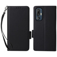 Huse pentru HTC U24 Pro 5G, Wallet Litchi Leather, negru