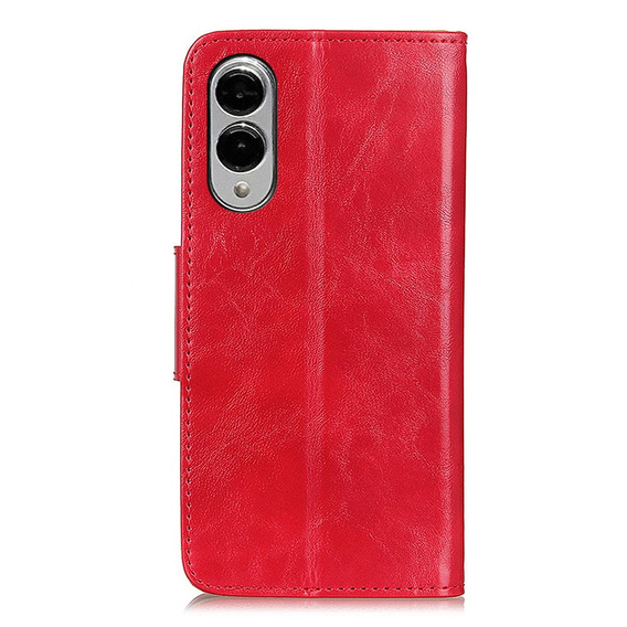 Cu clapetă pentru Samsung Galaxy S25 Edge, Crazy Horse Wallet, roșu