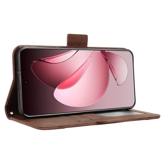 Cu clapetă pentru Oppo Reno 13 Pro, Card Slot, maro