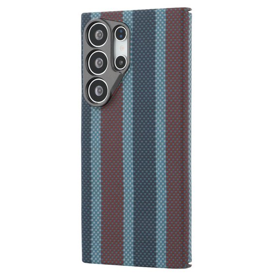 Carcasă pentru Samsung Galaxy S24 Ultra, Aramid Fiber Slim Case, pentru MagSafe, albastru / roșu