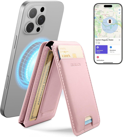 Portofel magnetic cu localizare, NFC și suport pentru iPhone 16 Pro