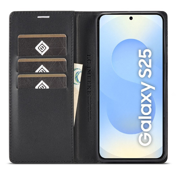 Carcasă cu clapetă pentru Samsung Galaxy S25, Carbon LC.IMEEKE, negru