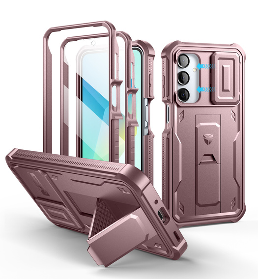 Husă blindată pentru Samsung Galaxy A16, Dexnor Full Body (Two Frames), roz