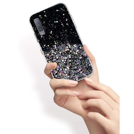 Huse pentru Samsung Galaxy A7 2018, Glittery, negru