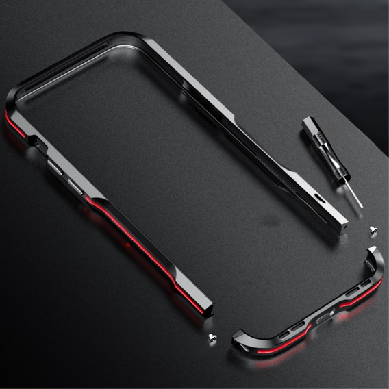 Husa LUPHIE pentru iPhone 14, Armor Bumper, negru / roșu