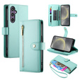 Cu clapetă pentru Samsung Galaxy S25+ Plus, Wallet Zipper Pocket, verde