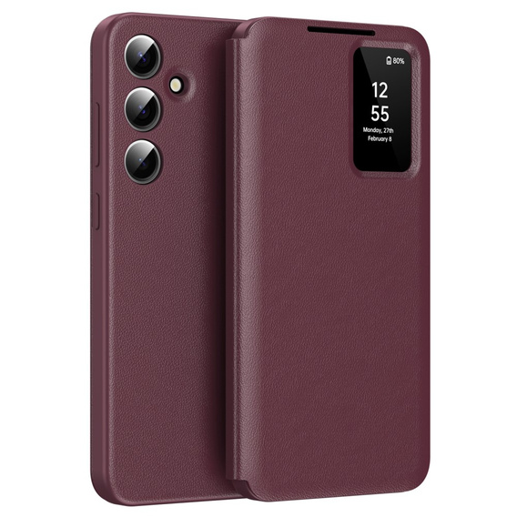 Husă cu clapetă pentru Samsung Galaxy S25, Smart View Wallet, maroon