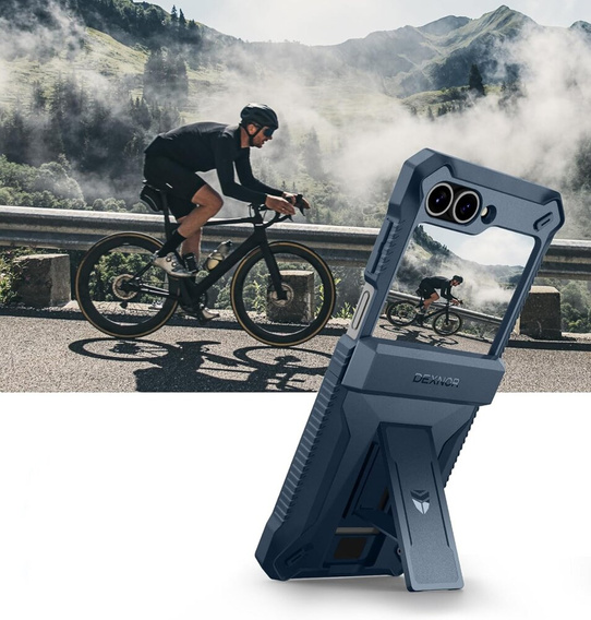 Husa blindată pentru Samsung Galaxy Z Flip7 FE / Z Flip6, Dexnor Clip Holder, albastru închis
