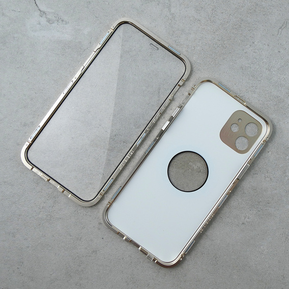 Carcasa Magnetic Dual Glass MagSafe pentru iPhone 11, de aur