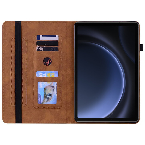 Husa pentru Samsung Galaxy Tab S10 Lite / S10 FE / S9 FE, Wallet Pen Slot, maro