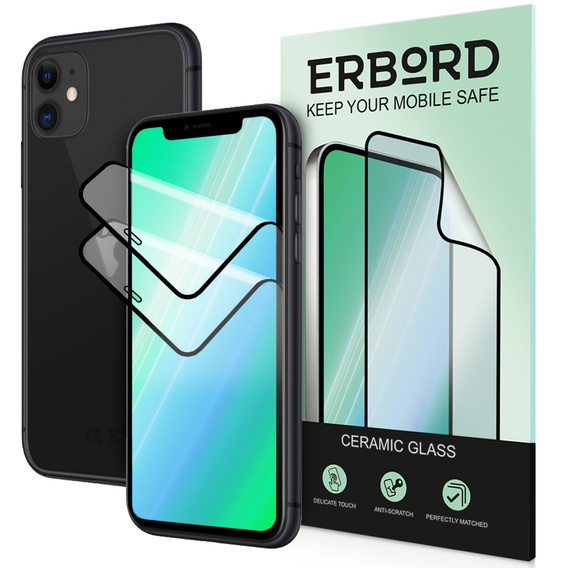 2x sticlă ceramică ERBORD Hybrid Glass pentru iPhone X/XS/11 Pro