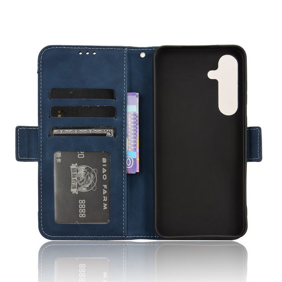 Cu clapetă pentru Samsung Galaxy S25 FE, Card Slot, albastru închis