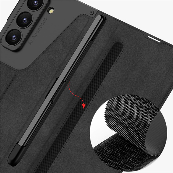Carcasă portofel cu clapetă neagră pentru Samsung Galaxy Z Fold 7 5G