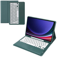 Carcasă + tastatură Samsung Galaxy Tab S9+, Leather Pen Slot, verde închis